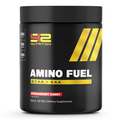 Fuel your performance and recovery with S42 Nutrition Strawberry Candy Amino Fuel BCAA + EAA. This delicious amino acid formula combines Branched-Chain Amino Acids (BCAAs) and Essential Amino Acids (EAAs) to support muscle recovery, reduce muscle breakdown, promote lean muscle growth, and keep you hydrated before, during, or after training. With a refreshing strawberry candy flavor, Amino Fuel helps athletes and fitness enthusiasts recover faster, train harder, and stay ready for every workout.