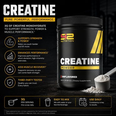 Creatine powder to support strength, power and muscle performance. 